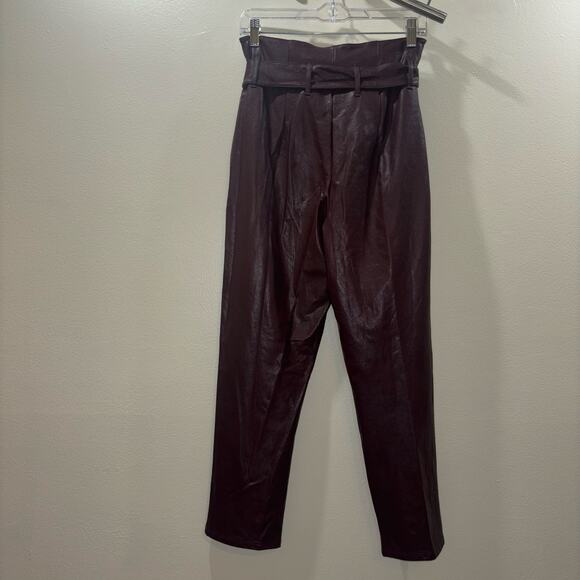 Commando Faux Leather Pants- Paperbag Pants in Oxblood- Size XS - Picture 9 of 15